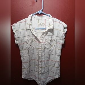 Mod Boutique  White and Pink Plaid Button-Down Shirt